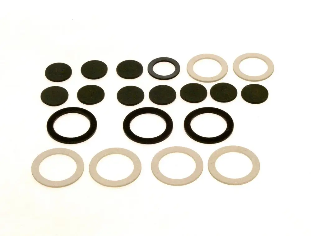 BOSCH Dichtungset bestehend aus verschiedenen Ringen in verschiedenen Größen und Farben, präzise angeordnet auf heller Unterlage.